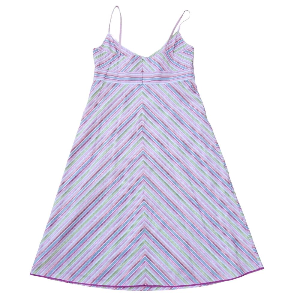 Size 8 Y2K Sun Dress Pastel Striped Cotton J. Crew Sleeveless Vneck Vintage - Picture 8 of 9